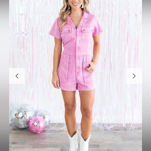 NWT Pink Denim Romper